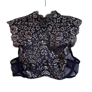 Victoria’s Secret Dream Angels Navy Lace High Neck Bralette Unlined Demi 34C